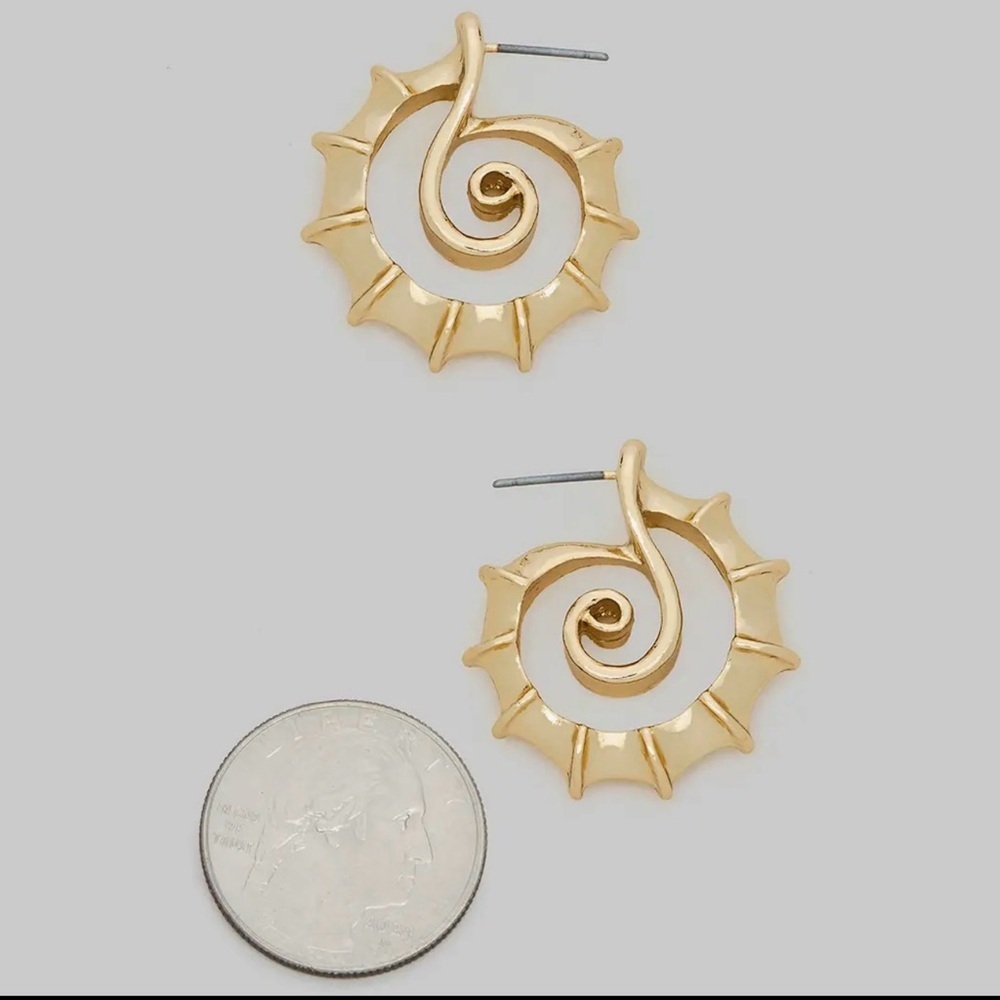 Gold Textured Spiral Earrings (3110) - Picture 3 of 3